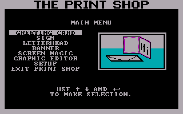 The Print Shop for IBM PC - Menu